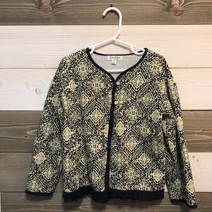 Jessica Simpson ⚜️ Girls Black & Beige Design Cotton Cardigan